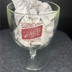 Vintage 1970s SCHLITZ Beer Heavy Thumb-print glass Goblet